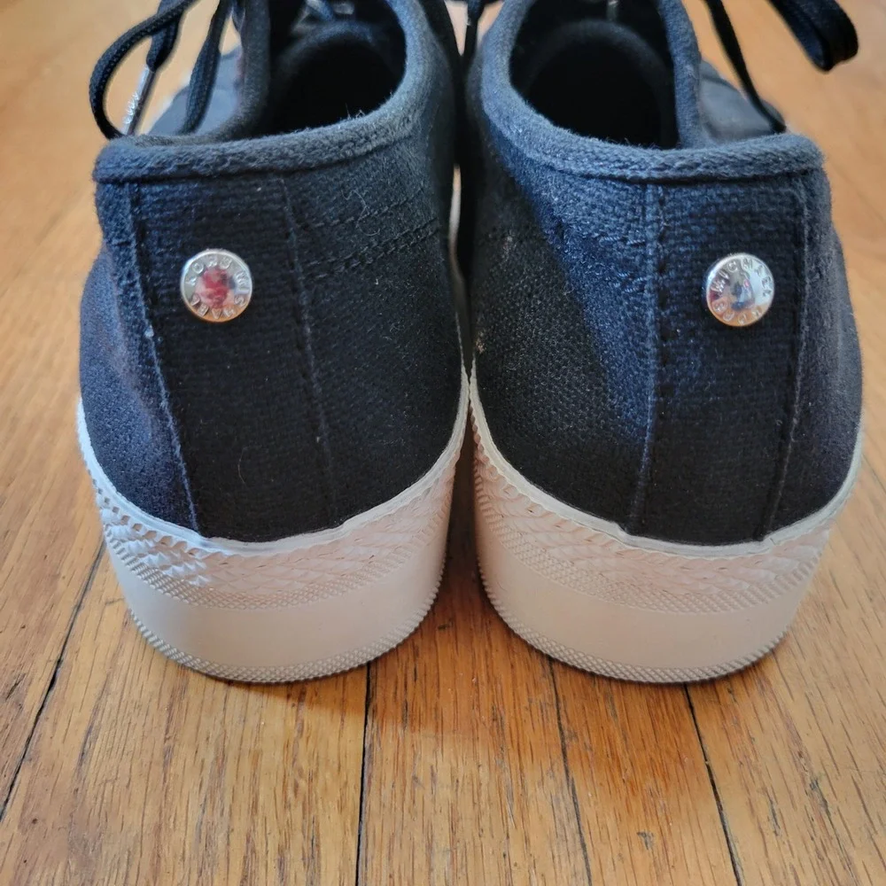 Michael Kors Black Canvas Platform Chunky Sneakers Lace Up‎ Low Top Shoes 9M